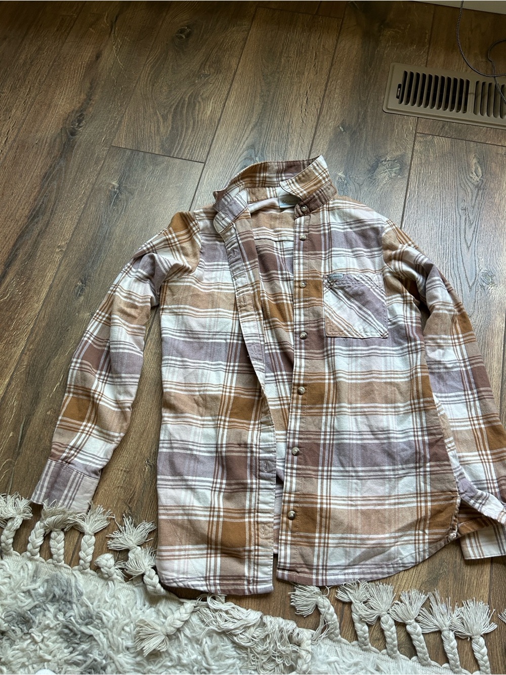 Columbia Orange tannish flannel